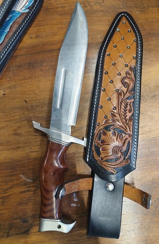 Custom Handmade Damascus Steel Hunting Knife Fixed Blade With Leather Sheath - Picture 43 of 68