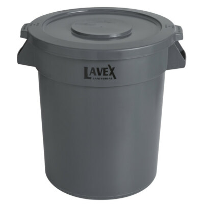 Gray Heavy-Duty Commercial Round Trash Can with Lid Janitor Home Biz 20 Gallon