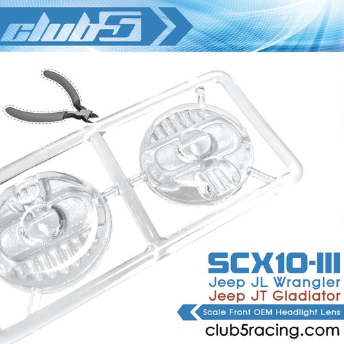 Scale OEM Front Headlight Lens for SCX10 III Jeep JL Wrangler / JT Gladiator - Picture 7 of 9