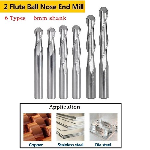 6mm Shank Solid Carbide Ball Nose Milling Cutter for Wood Carving and