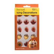 Thanksgiving Edible Cupcake Toppers - 15 Count Assorted Leaves and Acorn