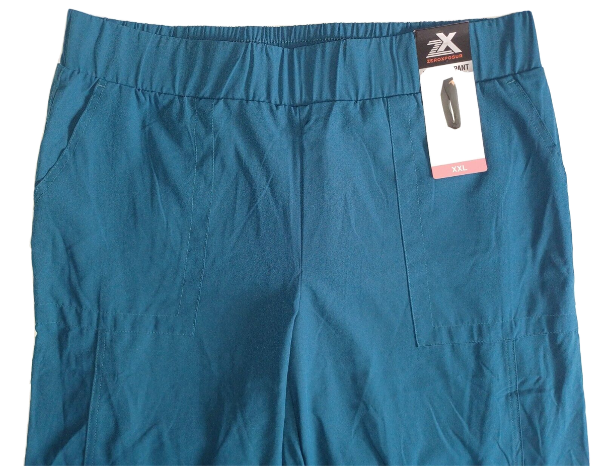 パンツ wide slacks shorts M ZeroXposur ZX Women's XXL X 30 Teal Gem Straight Wide Leg