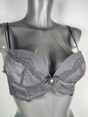 NEU Boux Avenue grau Mix Abbie Plunge BH Dessous Unterwäsche gepolstert UVP 34£