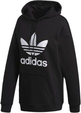 NEW S/XS ADIDAS ORIGINALS WOMEN'S HOODIE ADICOLOR TREFOIL WITH POCKETS - Black