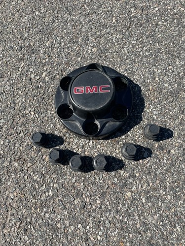 One 1996 to 1999 GMC 1500 2500 black 6 lug plastic bolt on center cap hubcap OEM - Picture 12 of 24