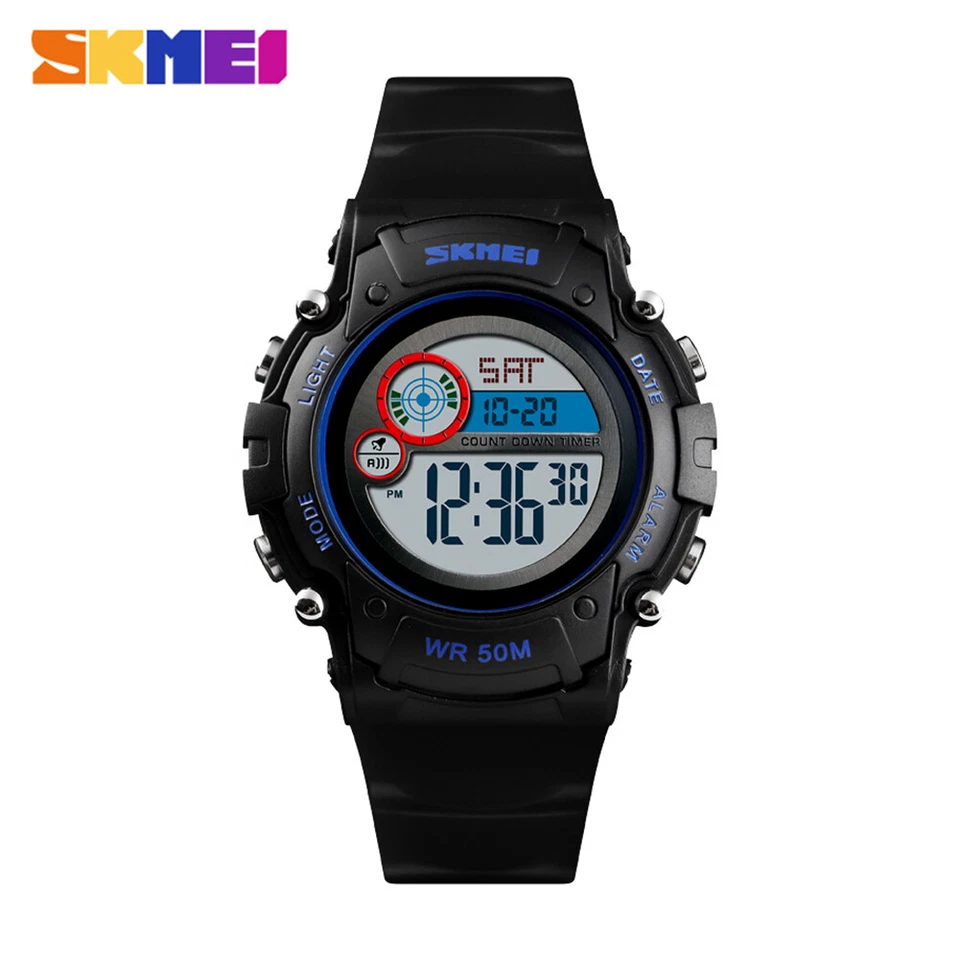 SKMEI 1477 Kinder LED Anzeige Sportuhr 50m Wasserdicht Digital Armbanduhr 5743 - Bild 1 von 4