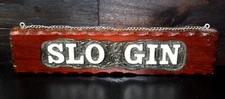Vintage SLO GIN Wood Carved Bar Sign Hanging Advertisement Man Cave 19"
