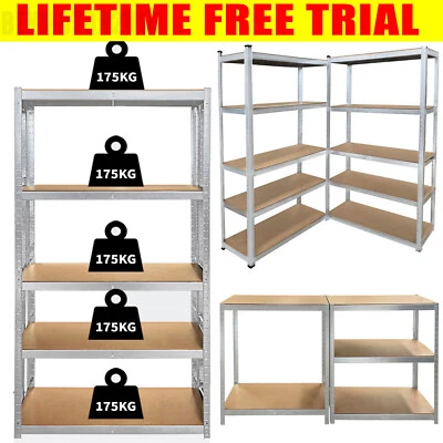 Garage Racking 5 Tier Storage Shelving Unit Boltless Heavy Duty Metal Shelf Shed