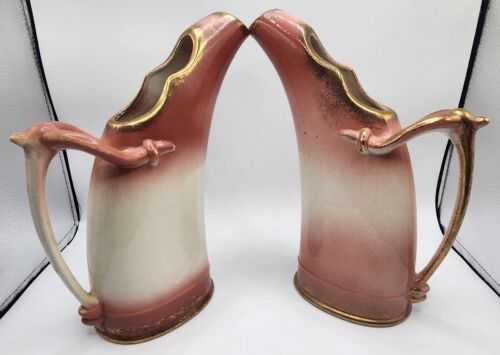 10.5" 19th Century Royal Fenton Ware Staffordshire England Pink Vase Set Of 2 - Picture 3 of 18