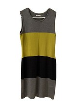 Calvin Klein Grays/Yellow Color Block Women Sweater Dress Slvls EUC Medium