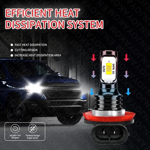 H11 LED Fog Light Bulb Combo 6000K White For Hyundai Santa Fe Sport 2013-2018 - Picture 5 of 11