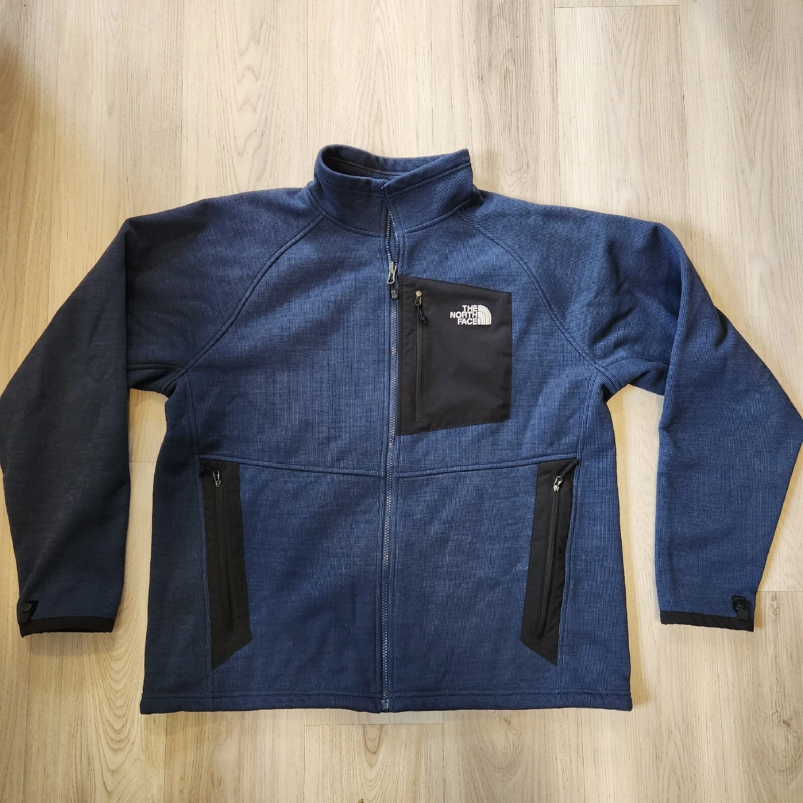 The North Face Fleece Jacket Mens XL Blue Full Zip Mock Neck Hiking Sweatshirt