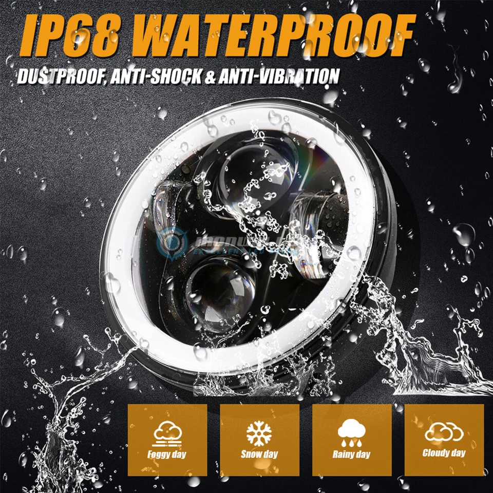 Lámpara de anillo alto/bajo de faros LED de 5,75 pulgadas 4 piezas para Oldsmobile Delta 88 1965-1975 Foto 4 de 4