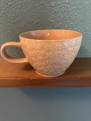 Target Threshold Stoneware Light Orange Floral Textured Coffe Cup