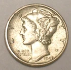 1945 D Mercury Winged Head Dime 10 Cents Silver Coin XF+