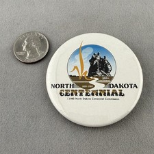 Bouton pinback vintage 100e anniversaire du Dakota du Nord 1985 #61566