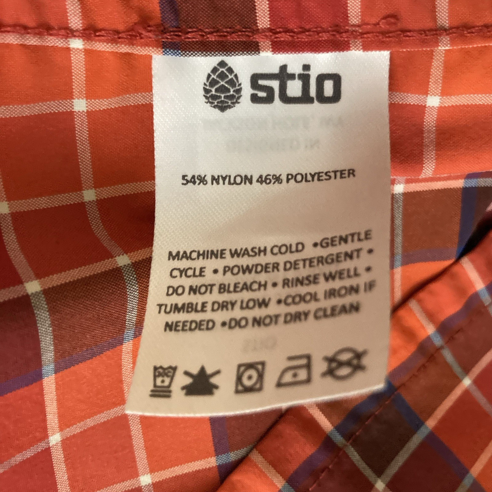 Stio Shirt Mens XL Orange/Red Plaid Eddy Pearl Snap Flap Pockets Hiking Long Slv