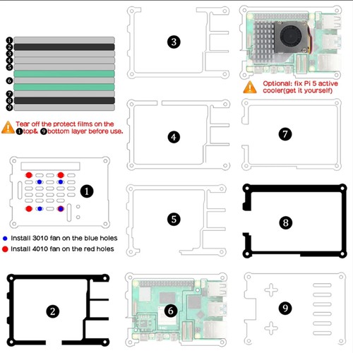 9-Lagiges AcrylgehäUse für 5, Kompatibel mit Dem 5 Active Cooler H7A11732 - Afbeelding 5 van 7