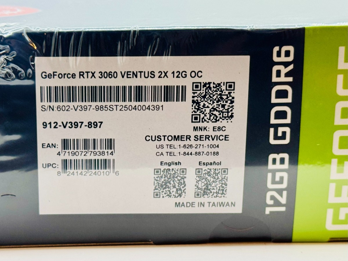 新品未開封　GeForce RTX 3060 VENTUS 2X 12G OC Amazon.com: MSI GeForce RTX 3060 Ventus 2X 12G OC, Gaming