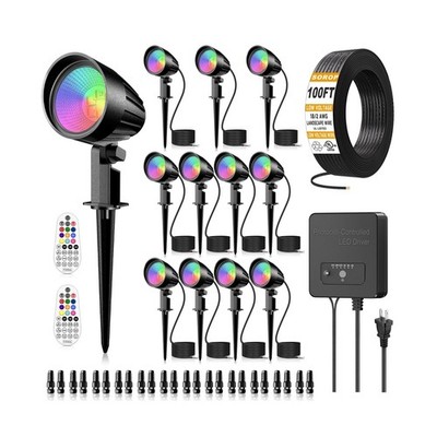 15W Low Voltage Landscape Lights Kit, RGBW Color Changing Spot Lights Outdoor...