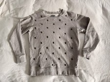 J Crew Grey Sweatshirt Floral Embellishment Crew Neck Long Sleeve Women's Size S