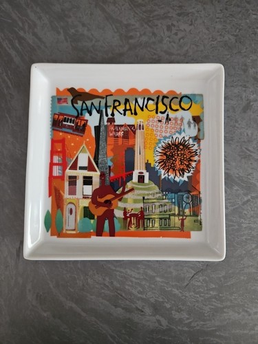 Crate and Barrel Porcelain San Francisco 5.75" Square Plate