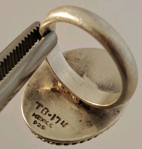 Modernist Sterling Silver Domed Oval Top Rope Border Ring TAXCO Mexico size 7 - Bild 5 von 7