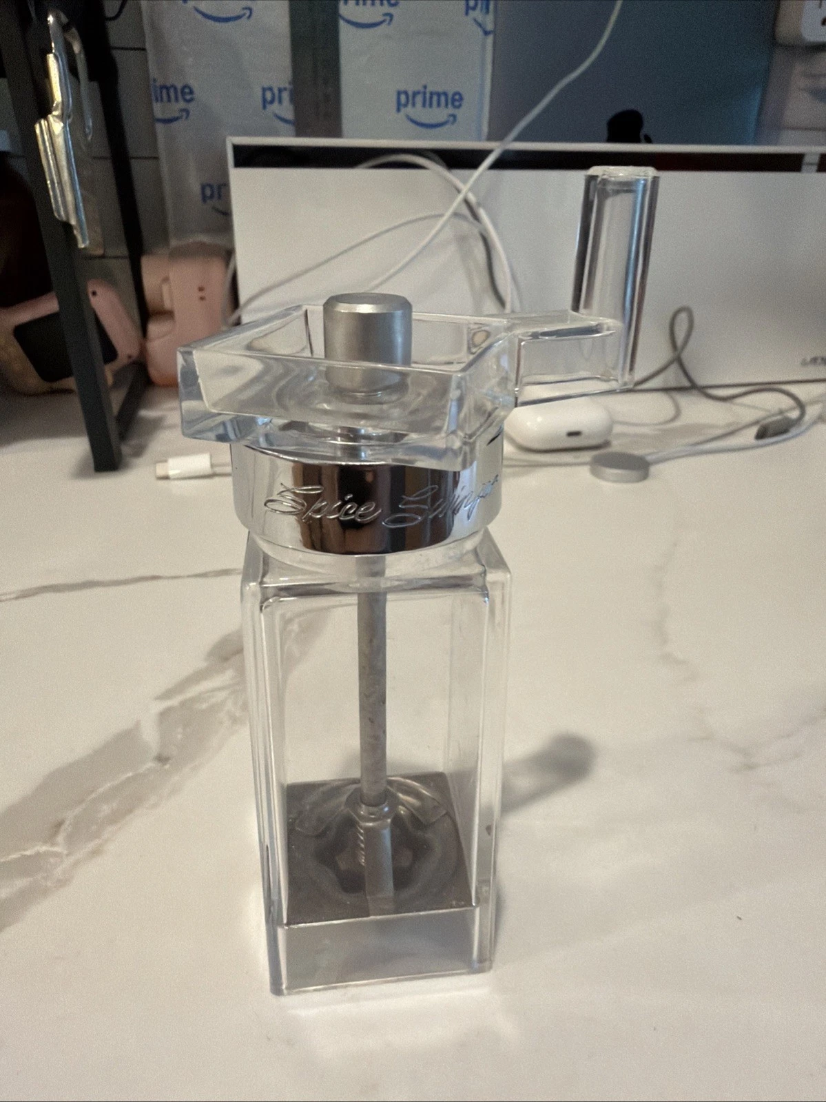 RARE Vintage 1960's Spice Swinger Clear Lucite Pepper Grinder USA