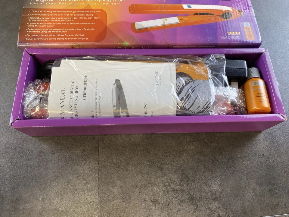 CHI Deep Brilliance 1" Digital Titânio Ferro Plano Sérum Livre-Laranja Nova Caixa Aberta - Imagem 2 de 4