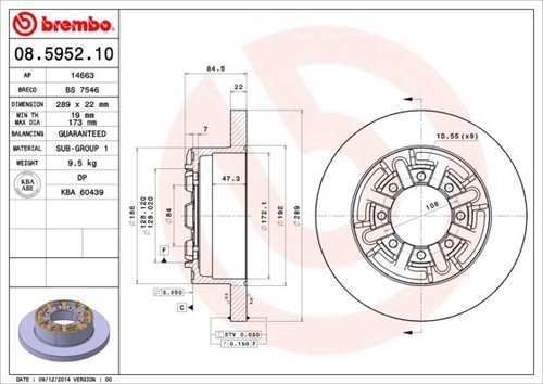 2x BRAKE DISC 08.5952.10 FOR IVECO DAILY/VI/Platform/Chassis/Van/Bus/II/III 3.0L - Picture 2 of 7