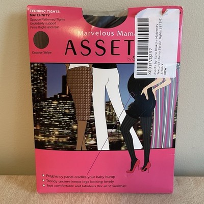 Assets Marvelous Mama Terrific Tights Black Opaque Stripe Size 3 / 150-180 Lbs