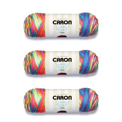 Simply Soft Rainbow Bright Paints Yarn - 3 Pack of 141g/5oz - Acrylic - 4 Med...