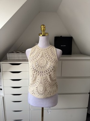 Massimo Dutti Top ärmellos gehäkelt Größe XS beige
