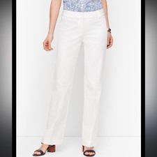 Talbots Newport Straight Leg Pants Womens 14 White Chino Career Trousers