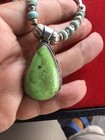 Navajo L. L.Signed Green Gaspeite 925 Pendant Turquoise Silver Beads 24”Necklace — photo 5