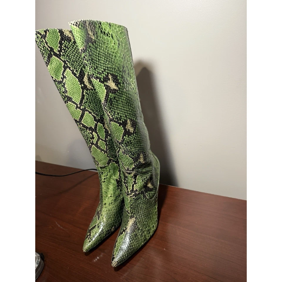 J. Renee Tianna Botas Verdes Hasta la Rodilla Estampado Serpiente 4" Tacones Talla 10.5M Foto 3 de 4