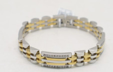 Mens Diamond Two-tone Link Bracelet 12 Ct. T.w. Stainless Steel