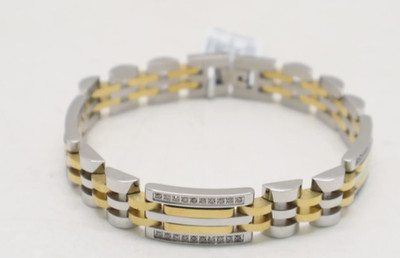 Men's Diamond Two-Tone Link Bracelet (1/2 ct. t.w.) Stainless Steel