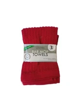 New pack of 3 bar mop towel multi-purpose 12" X 12" towel set cotton red