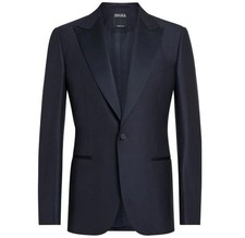 3,295 ZEGNA - Navy Peak "TROFEO 600" Wool/Silk Dinner Jacket - 42R