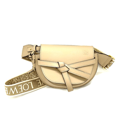 N Used LOEWE LOEWE Gate Dual Bag Mini A650N46X13 Sand Calfskin x Jacquard Belt L