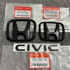 1Set Car Name Front Grille Trunk H+ Emblem For Honda Civic 2022-2026 Sport Badge