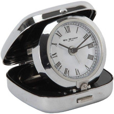 Widdop Portable Metal Case Folding Travel Alarm Clock with Roman Numerals