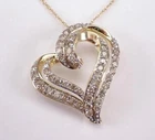 Moissanite Heart Pendant Necklace 2.00CT Round Cut 14K Yellow Gold Plated