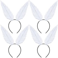 Thiccywoov 4 Pcs Moth Antenna Headbands Felt Wings Cosplay Party, White