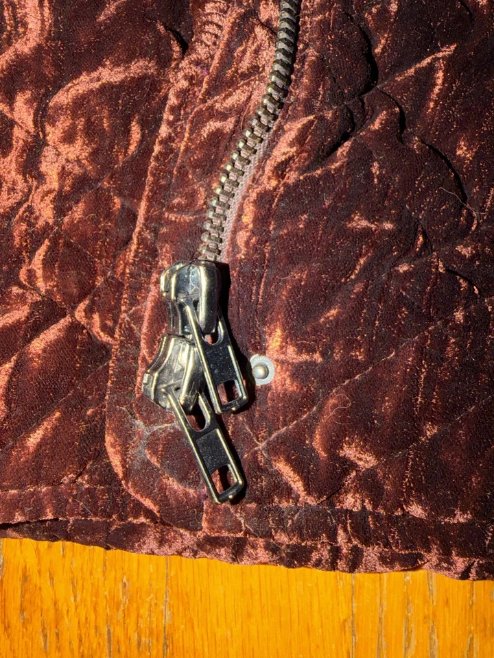 Chaqueta Free People Mujer Pequeña Púrpura Acolchada Terciopelo Longline Abrigo OB435754 Foto 2 de 4