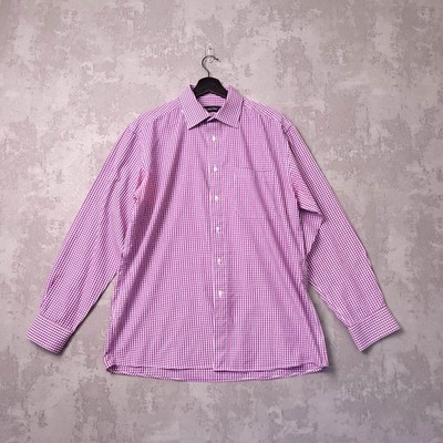 Double Two Cotton Rich Hemd Herren 16 Kragen Regular Fit Lila Gingham Kariert