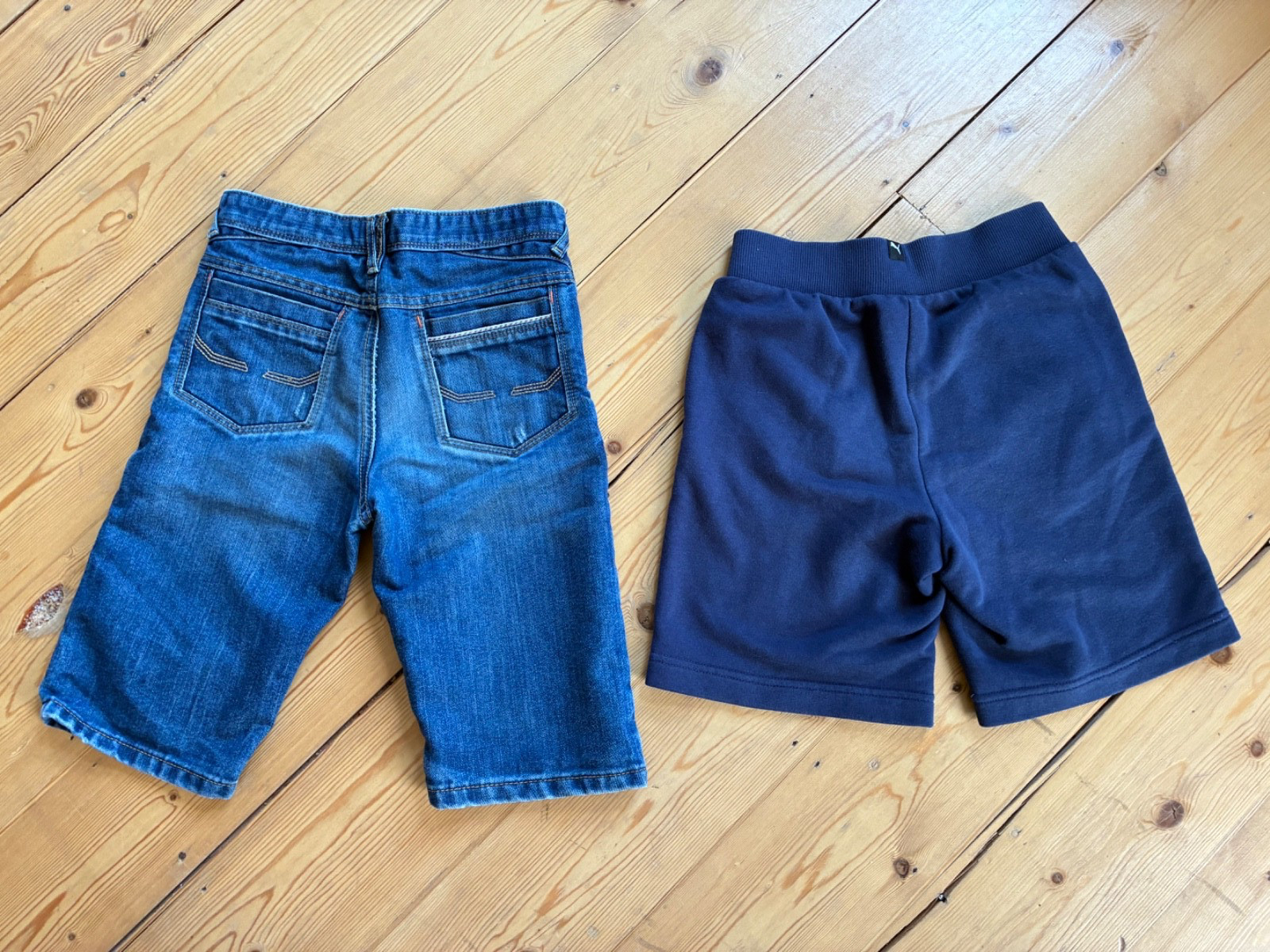 Bundle with 2 x Boys Shorts/ Navy Sweat - Puma /Denim - Primark/Age 9-10 years image 2