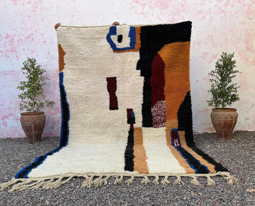 Hand Knotted Moroccan Berber Wool Rug Color Multi Handmade Design ...