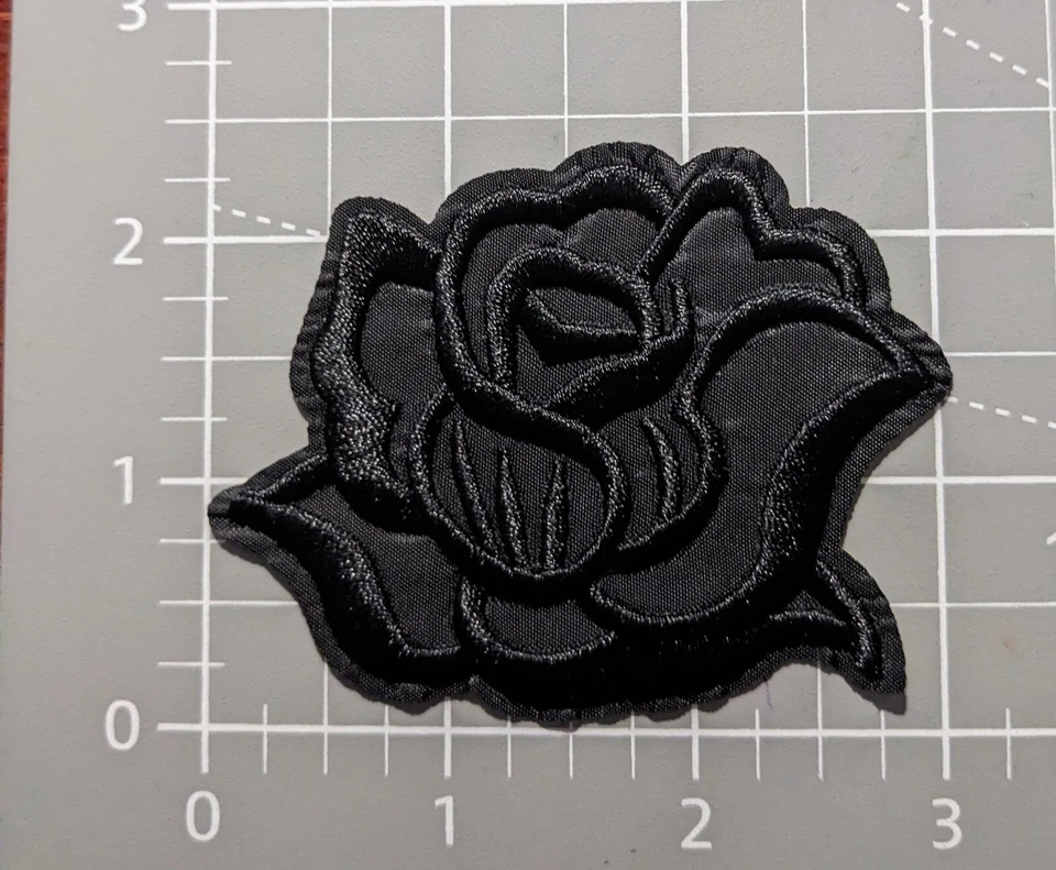 Black Rose Bud Flower Plants Embroidered Iron On Patch 2.75x3" - Image 2 of 3